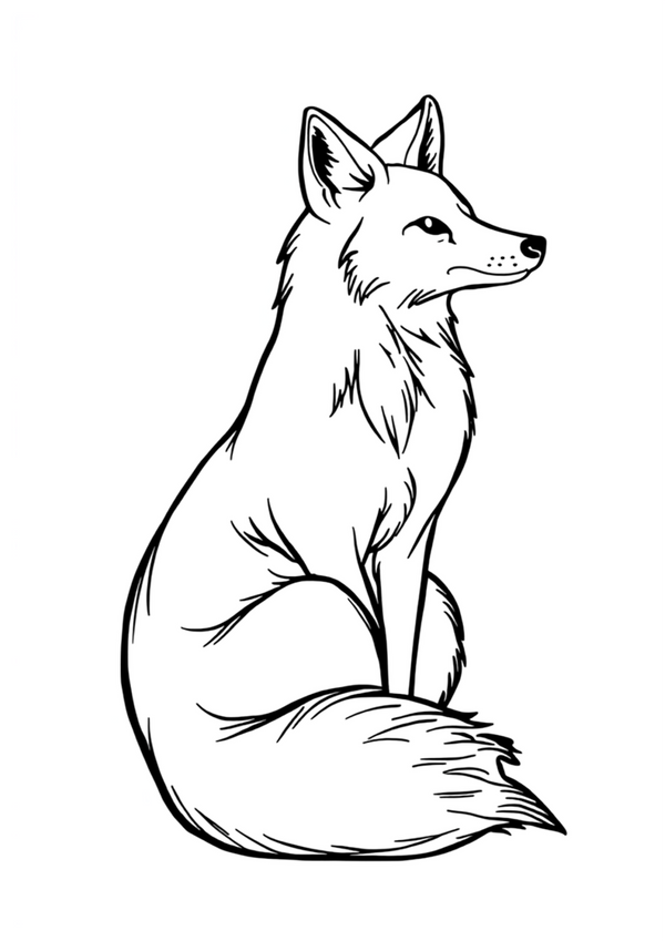 Fox coloring book line art tee