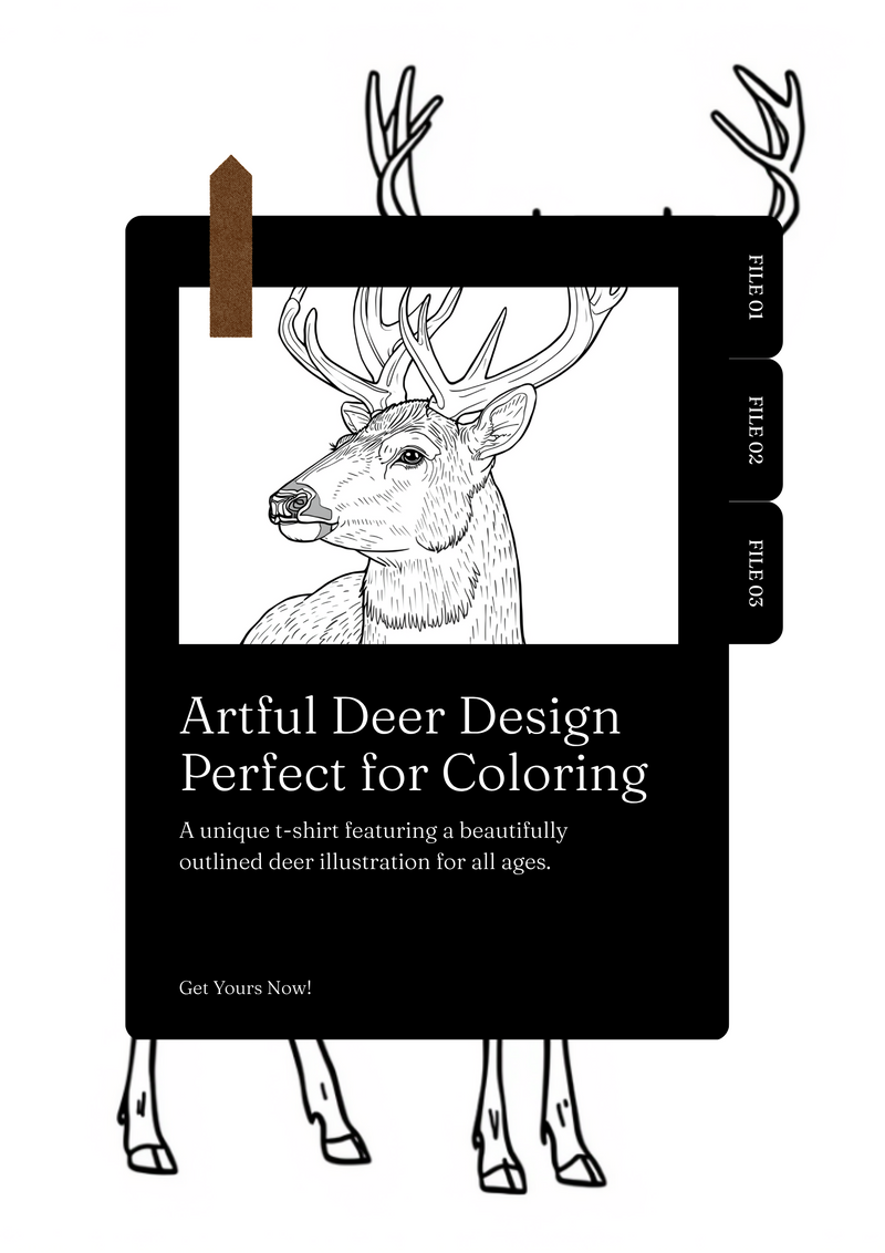 Deer coloring book line art tee