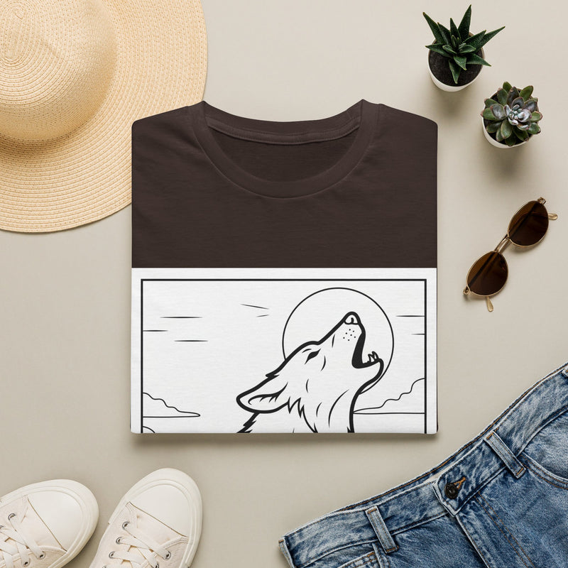 Howling Wolf Silhouette — Coloring Book Art Tee