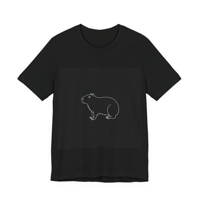Minimalist capybara outline illustration printed on a T-Shirt