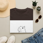 Capybara portrait coloring art line drawing printed on white T-Shirt