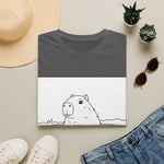 Capybara Peeking Over Horizon Coloring Art T-Shirt