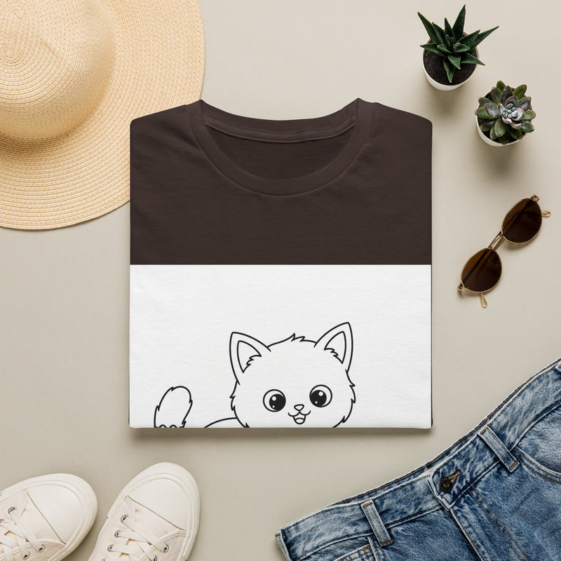 Cute Kitten Playing — Coloring Book Art Tee