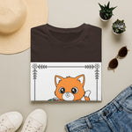 Cute orange fox coloring book line art printed on white tee